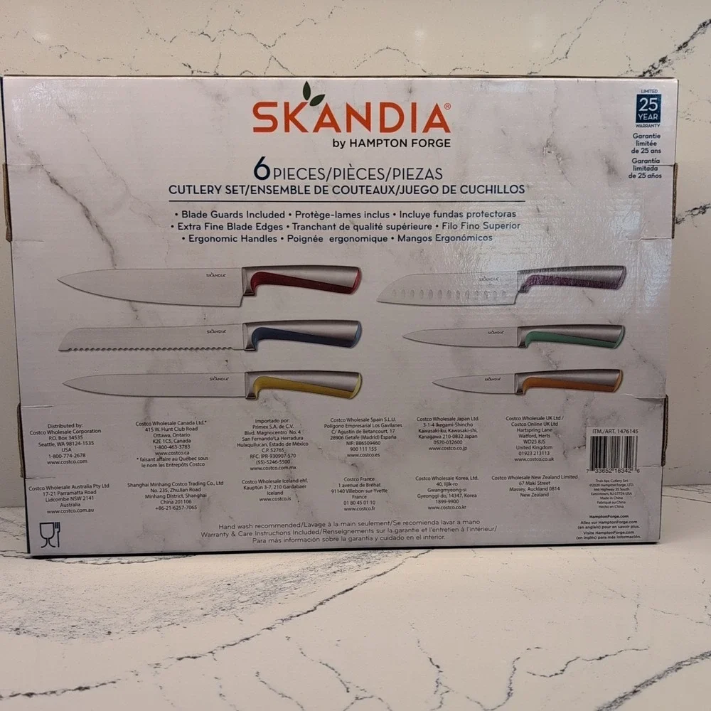 Skandia by Hampton Forge Knife Set Of 6‎ With Blade Covers Stainless Steel New